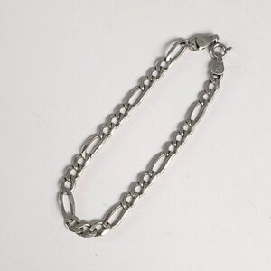 FAS Italy 925 Sterling Silver Figaro Link Bracelet 7 Inch Unisex 5g Jewelry